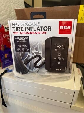 RCA Tire Inflater Rechargable Bike Bed Ball Phone Travel New BB